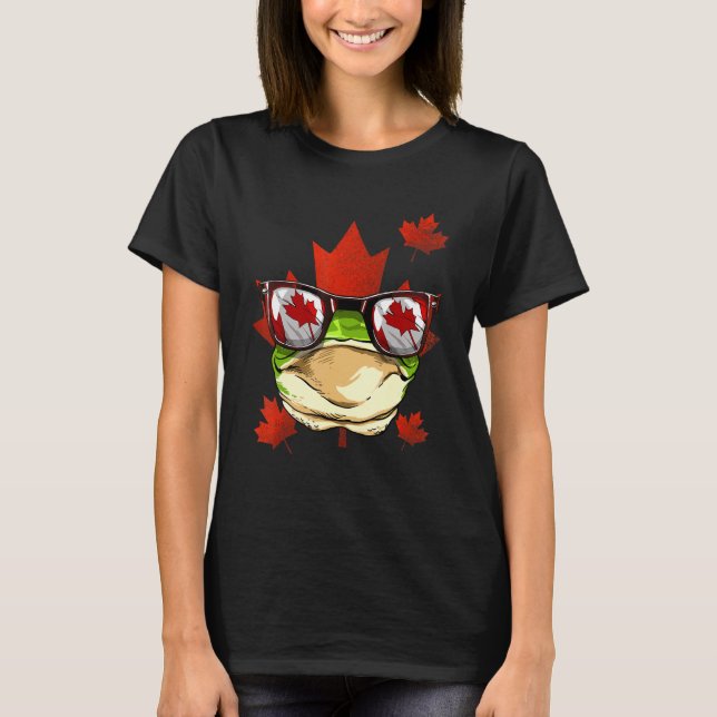 Canadian Frog Maple Tree Leaf Canada Flag Animal F T-Shirt (Vorderseite)