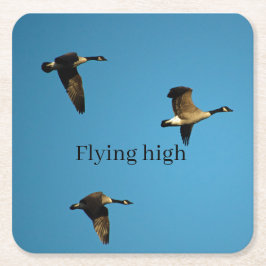 Canadian geese in flight rechteckiger pappuntersetzer