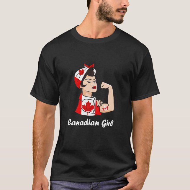 Canadian Girl Strong Woman Maple Leaf Canadian Roo T-Shirt (Vorderseite)