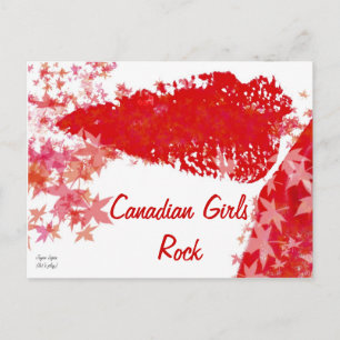 Canadian Girls Rock (Rot & Weiß) Pop Art Postcard Postkarte