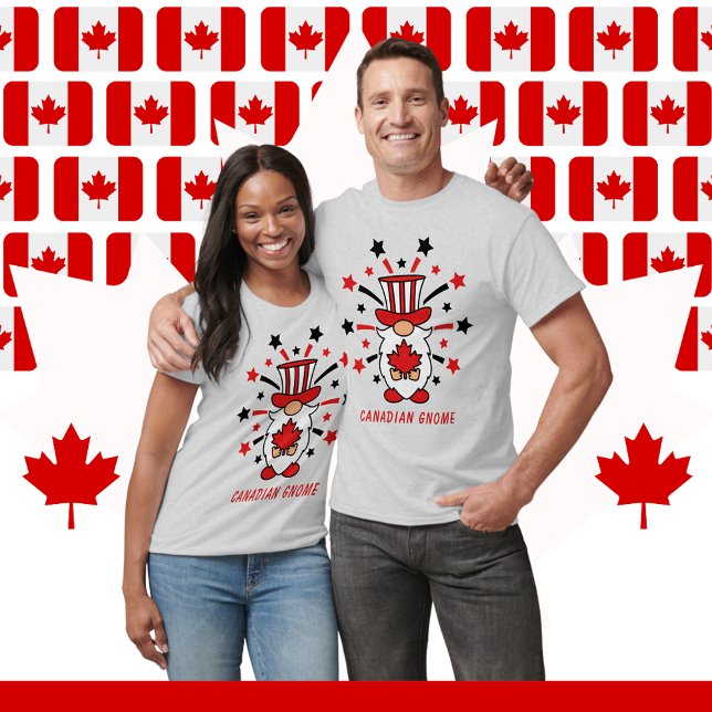 Canadian Gnome Stars Fireworks Canada Day Unisex T-Shirt (Celebrate Canada Day in style with the Canadian Gnome Stars Fireworks Canada Day Unisex T-Shirt.)