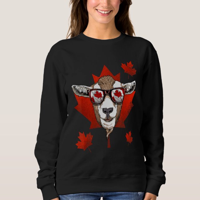 Canadian Goat Maple Tree Leaf Canada Flag Animal G Sweatshirt (Vorderseite)