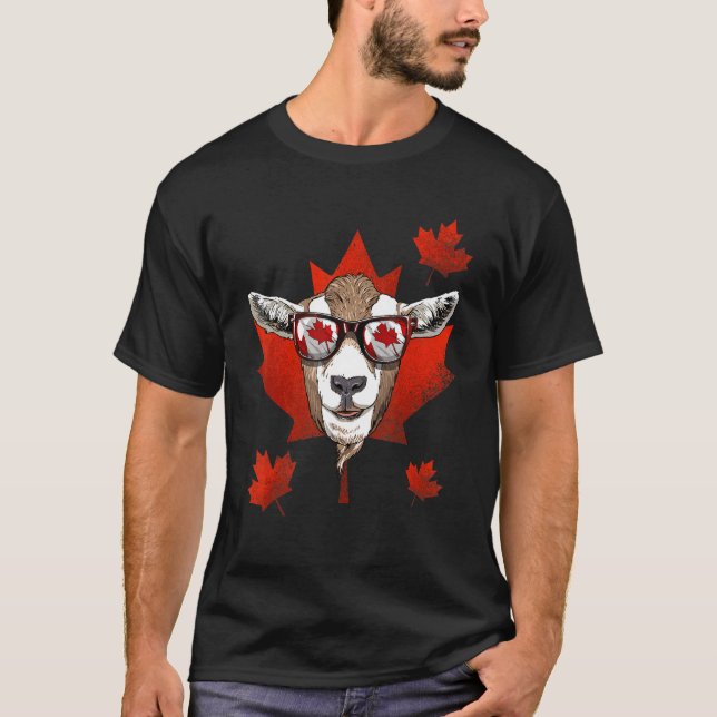 Canadian Goat Maple Tree Leaf Canada Flag Animal G T-Shirt (Vorderseite)