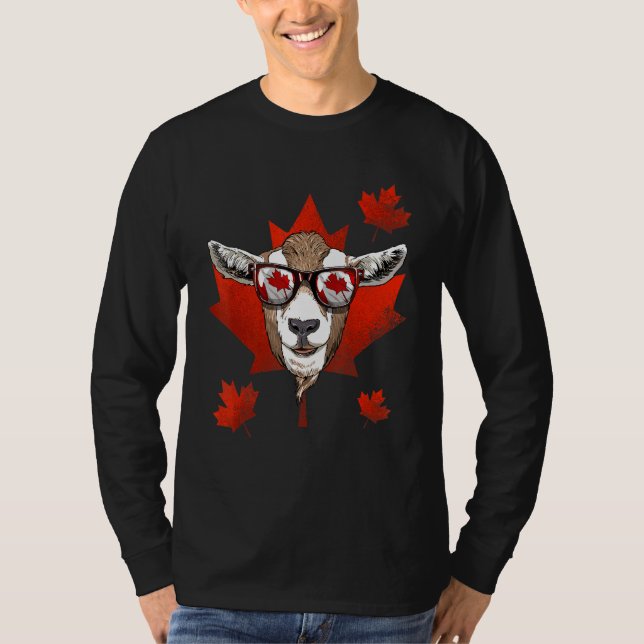 Canadian Goat Maple Tree Leaf Canada Flag Animal G T-Shirt (Vorderseite)