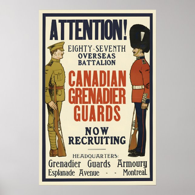 Canadian Grenadier Guards WWI Recruitment Poster (Vorne)