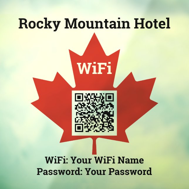 Canadian Hotel Wifi Details Plus QR Code Fensteraufkleber (Blatt 3)