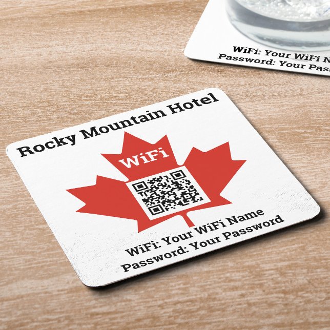 Canadian Hotel Wifi Details Plus QR Code Rechteckiger Pappuntersetzer (Von Creator hochgeladen)