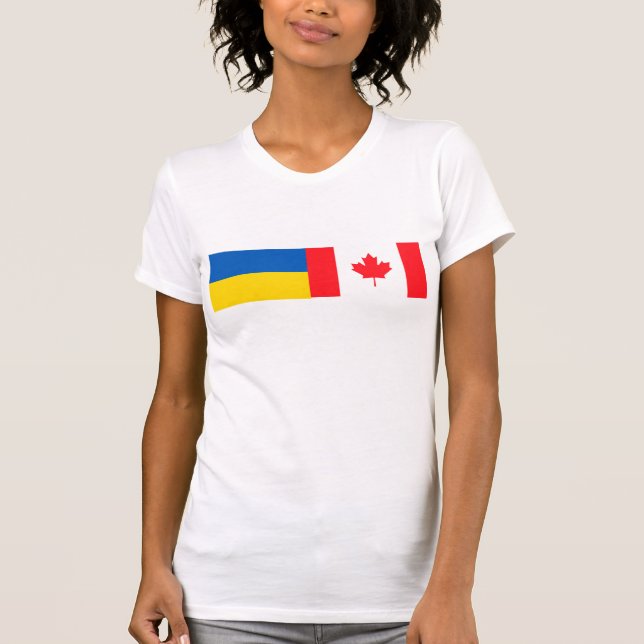 Canadian I stand with Ukraine. CAN & UKR flags. T-Shirt (Vorderseite)