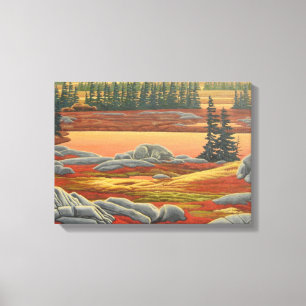 Canadian Landscape Malerei Bären Canvas Print Leinwanddruck