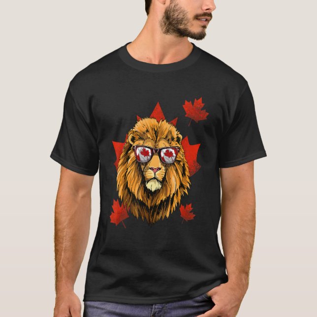 Canadian Lion Maple Tree Leaf Canada Flag Animal L T-Shirt (Vorderseite)