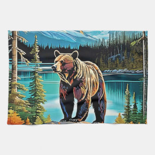 Canadian Majestic Mountain Bären Design Geschirrtuch