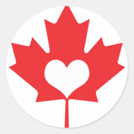 Canadian Maple Leaf and Heart Canada Day Runder Aufkleber