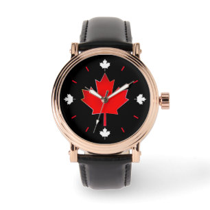 Canadian Maple Leaf auf schwarz Armbanduhr