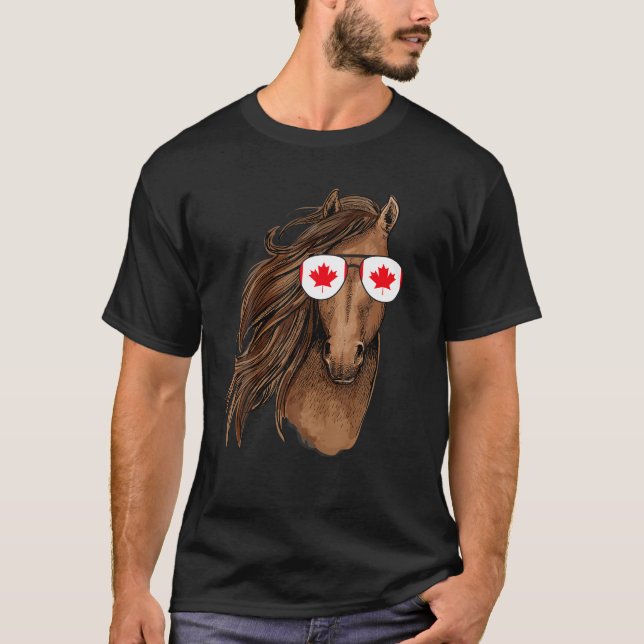 Canadian Maple Leaf Funny Horse Sonnenbrille Kanad T-Shirt (Vorderseite)
