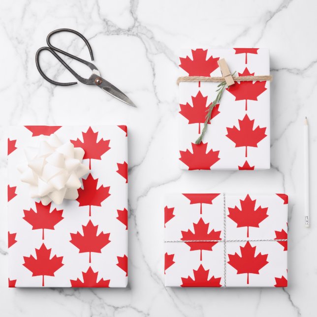 Canadian Maple Leaf Geschenkpapier Set (Vorderseite)