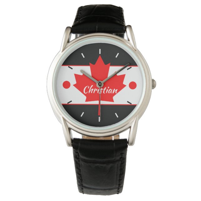 Canadian Maple Leaf (Ihr Name) Armbanduhr (Vorderseite)