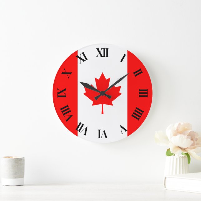 Canadian Maple Leaf Kanada Große Wanduhr (Zuhause)