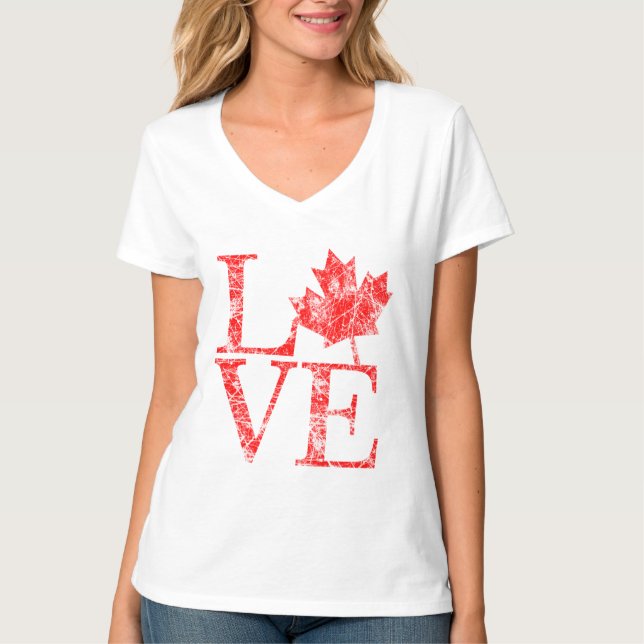 Canadian Maple Leaf LIEBE Grunge Style CANADA T-Shirt (Vorderseite)