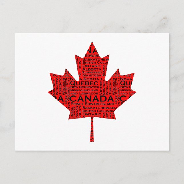 Canadian Maple Leaf mit Text Postkarte (Vorderseite)