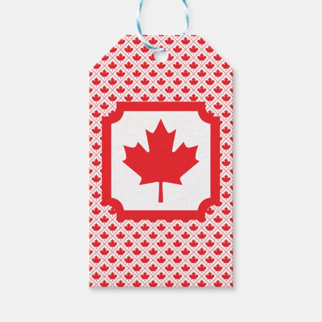 Canadian Maple Leaf Red and White Design Geschenkanhänger (Vorderseite)
