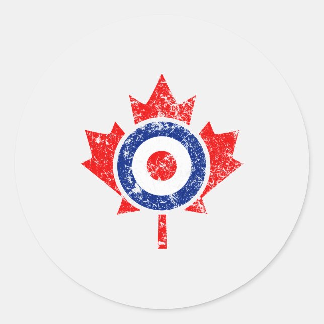 Canadian Maple Leaf Roundel Grunge Mod CANADA Runder Aufkleber (Vorderseite)