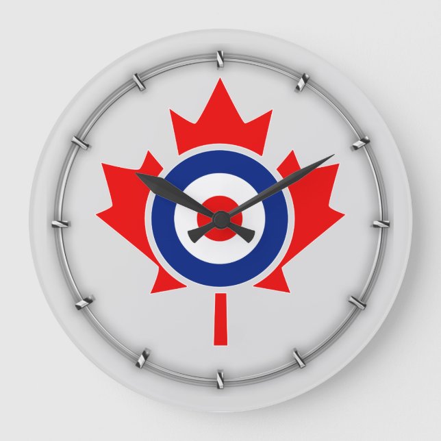 Canadian Maple Leaf Roundel Mod Abzeichen Große Wanduhr (Vorderseite)