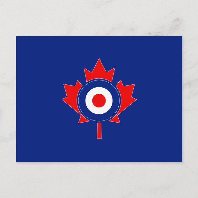 Canadian Maple Leaf Roundel Mod auf blau Postkarte (Vorderseite)