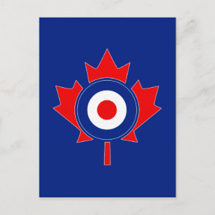 Canadian Maple Leaf Roundel Mod auf blau Postkarte