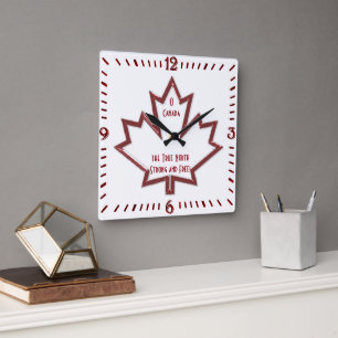 Canadian Maple Leaf Square Wall Clock Quadratische Wanduhr