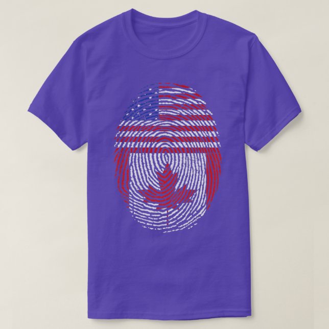 Canadian Maple Leaf US Flag American Fingerprint C T-Shirt (Design vorne)