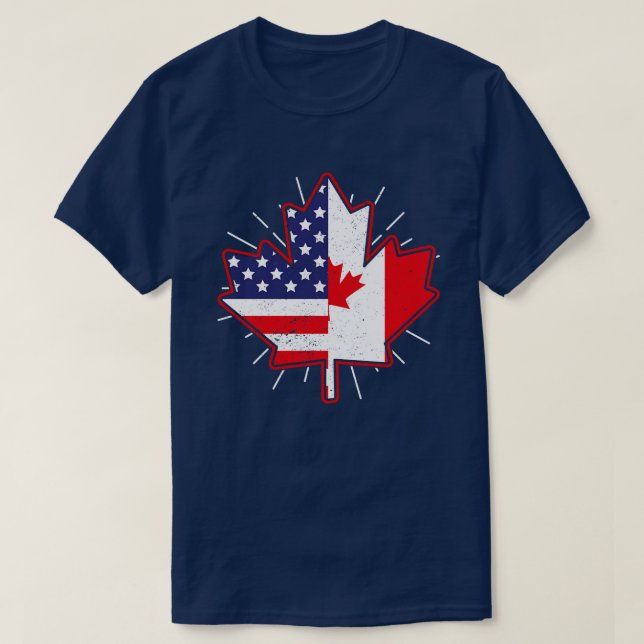 Canadian Maple Leaf USA Flag American Friendship C T-Shirt (Design vorne)