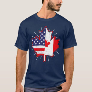 Canadian Maple Leaf USA Flag American Friendship C T-Shirt