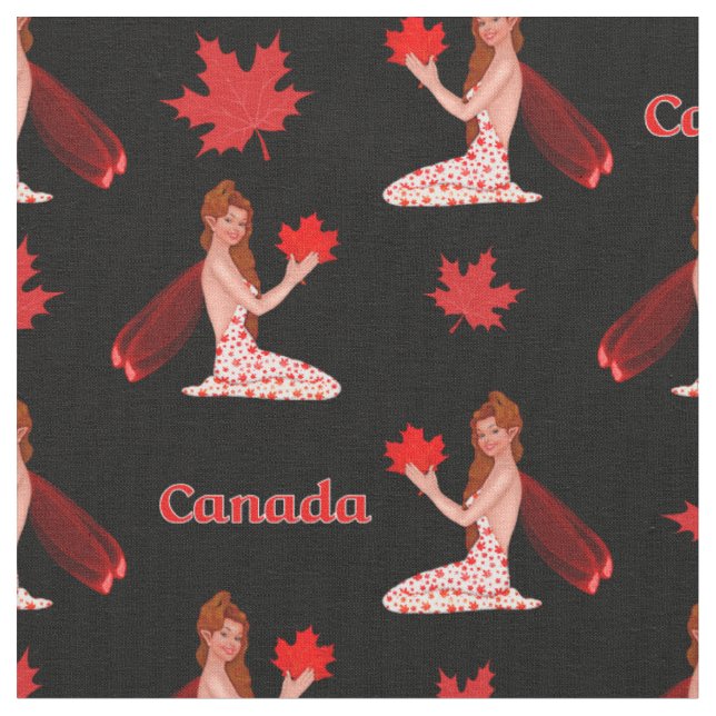 Canadian Mapleleaf Fairy auf schwarzem Stoff (Nahaufnahme)