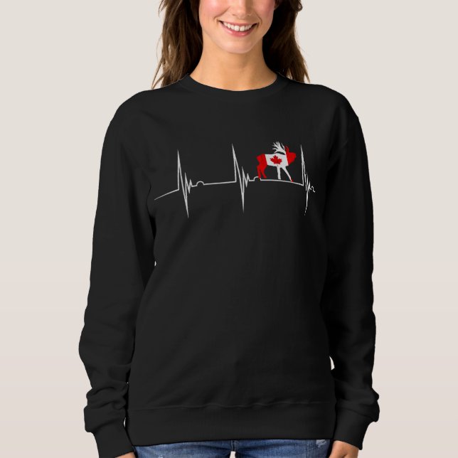 Canadian Moose Heartbeat EKG Pulse Canadian Flag C Sweatshirt (Vorderseite)