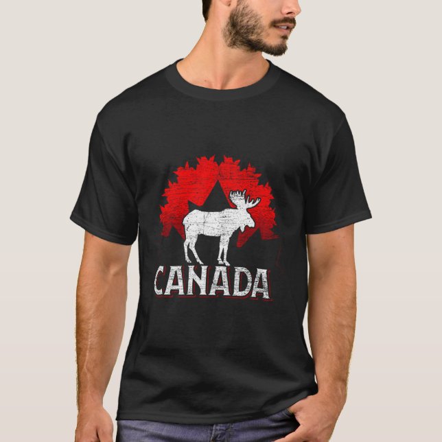Canadian Moose Maple Leaf Tier Kanada T-Shirt (Vorderseite)