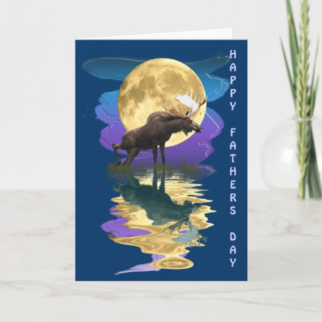 Canadian Moose & Moon Father's Day Card Karte (Vorderseite)