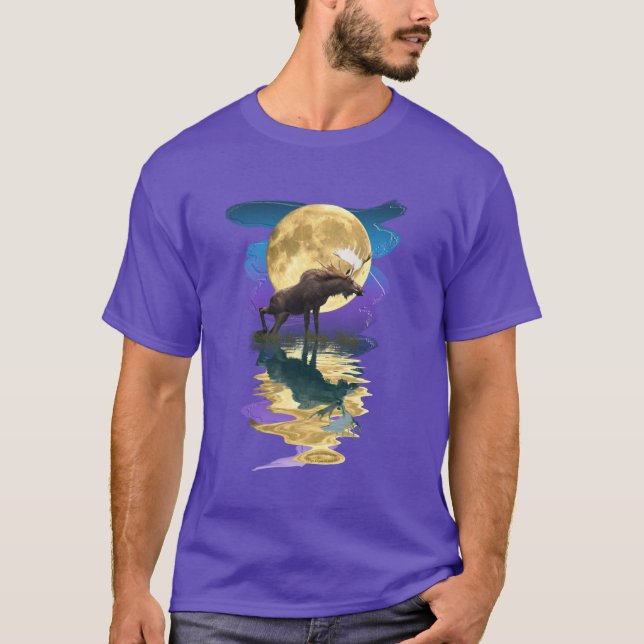 Canadian Moose & Moon Wildlife Art Shirt (Vorderseite)