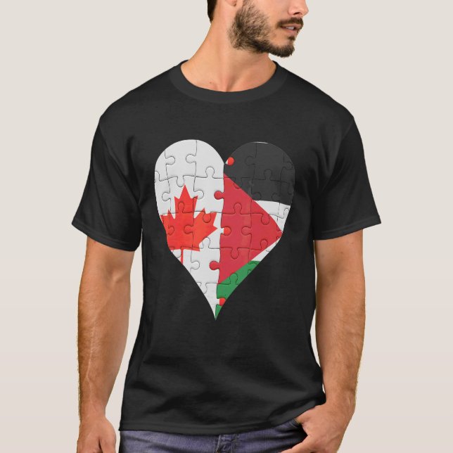 Canadian Palestinian Flag Heart T-Shirt (Vorderseite)