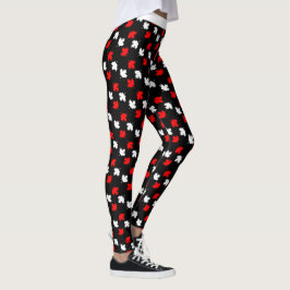 CANADIAN Patriot Red and White Mapon on BLACK Leggings