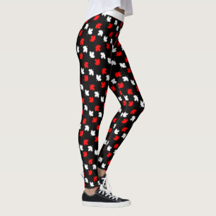 CANADIAN Patriot Red and White Mapon on BLACK Leggings