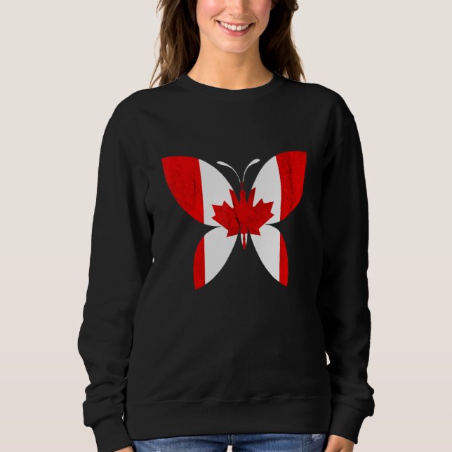 Canadian Pride Butterfly Maple Leaf Canadian Flag  Sweatshirt (Vorderseite)