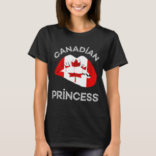 Canadian Princess Lips Maple Leaf Kanadische Flagg T-Shirt