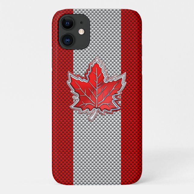 Canadian Red Maple Leaf auf Carbon Fiber Print Case-Mate iPhone Hülle (Rückseite)