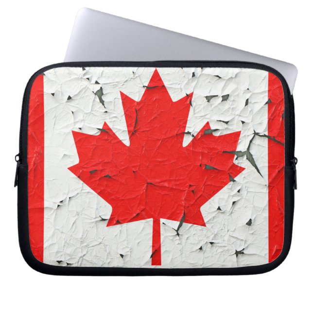 Canadian Red Maple Leaf CANADA Peeling Paint sieht Laptopschutzhülle (Vorderseite)