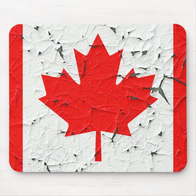 Canadian Red Maple Leaf CANADA Peeling Paint sieht Mousepad (Vorne)