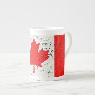 Canadian Red Maple Leaf CANADA Peeling Paint sieht Prozellantasse