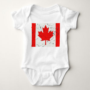 Canadian Red Maple Leaf CANADA Peeling Paint Style Baby Strampler