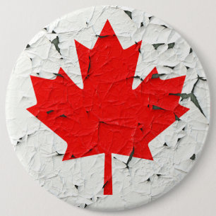 Canadian Red Maple Leaf CANADA Peeling Paint Style Button
