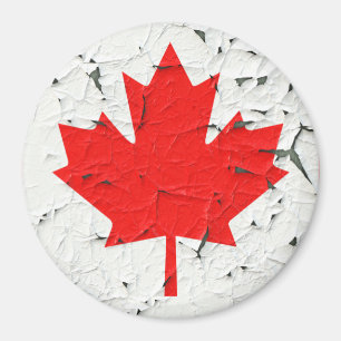 Canadian Red Maple Leaf CANADA Peeling Paint Style Magnet