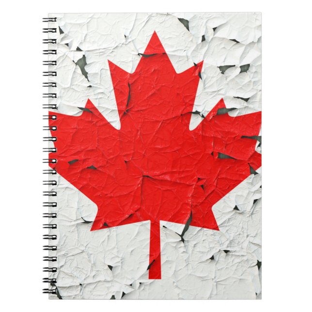 Canadian Red Maple Leaf CANADA Peeling Paint Style Notizblock (Vorderseite)
